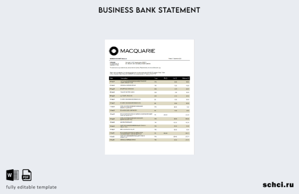 цифровая загрузка отчета о предприятии Macquarie Bank в формате Word и PDF шабло